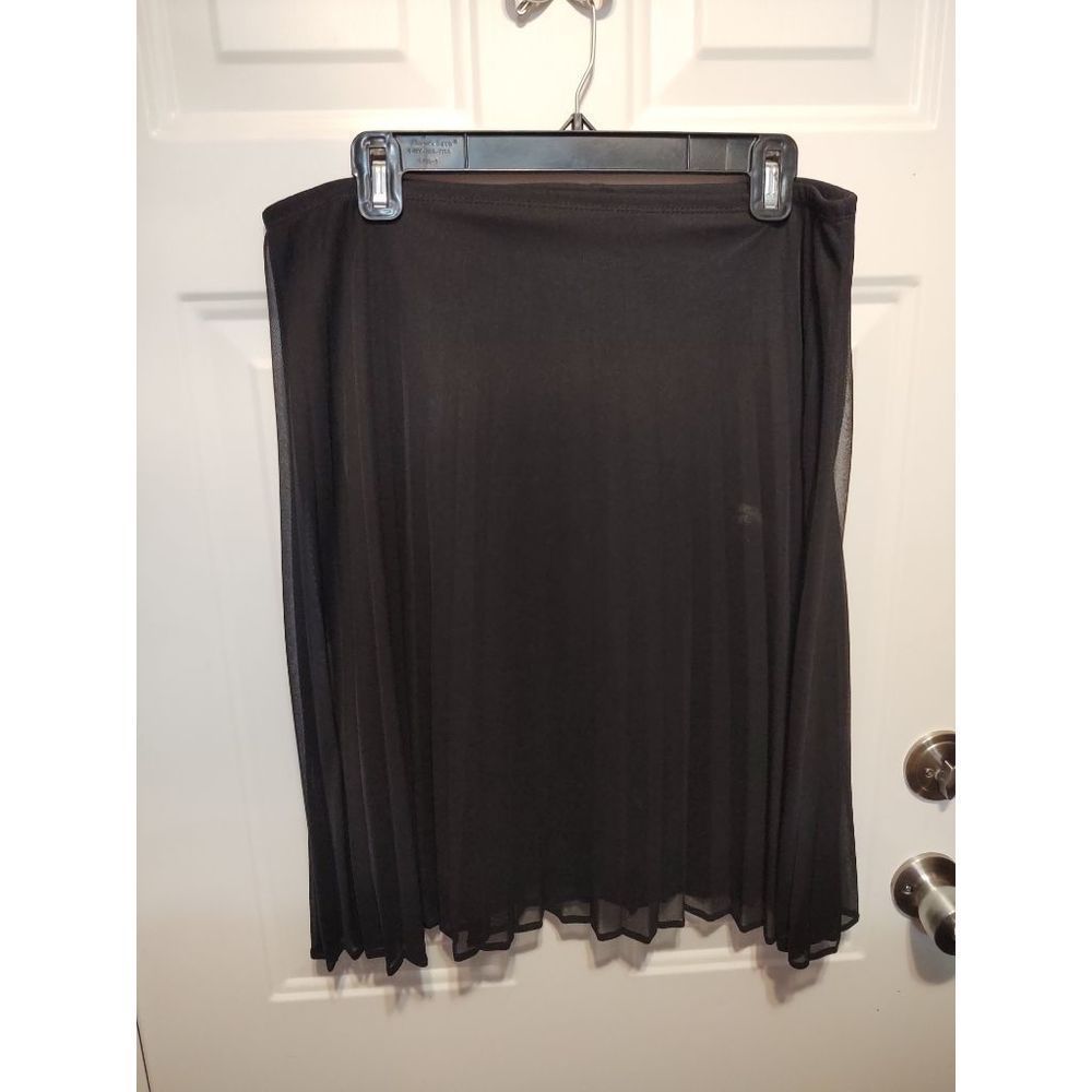 BCBG‎ Paris Black A-Line Sheer Outer Panel Skirt Women's Size Large Made in USA